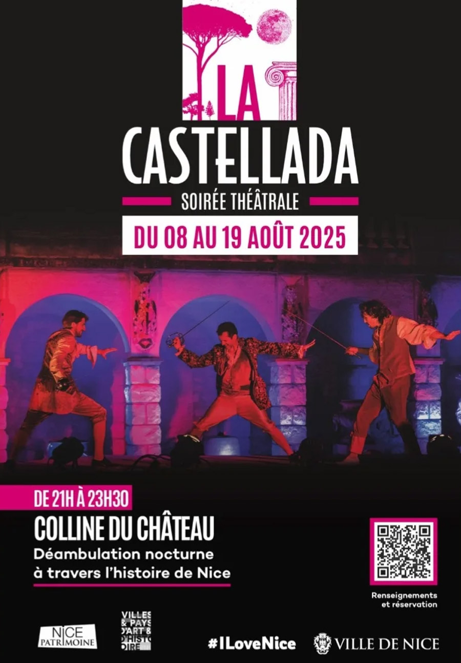 La Castellada 2025 - Soirée théâtrale du 8 au 19 août sur la colline du château - Une déambulation nocturne à travers l'histoire de Nice